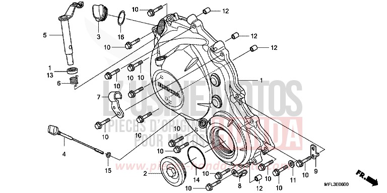RIGHT CRANKCASE COVER for CBR1000RR Fireblade NOIR (NH1) from 2009